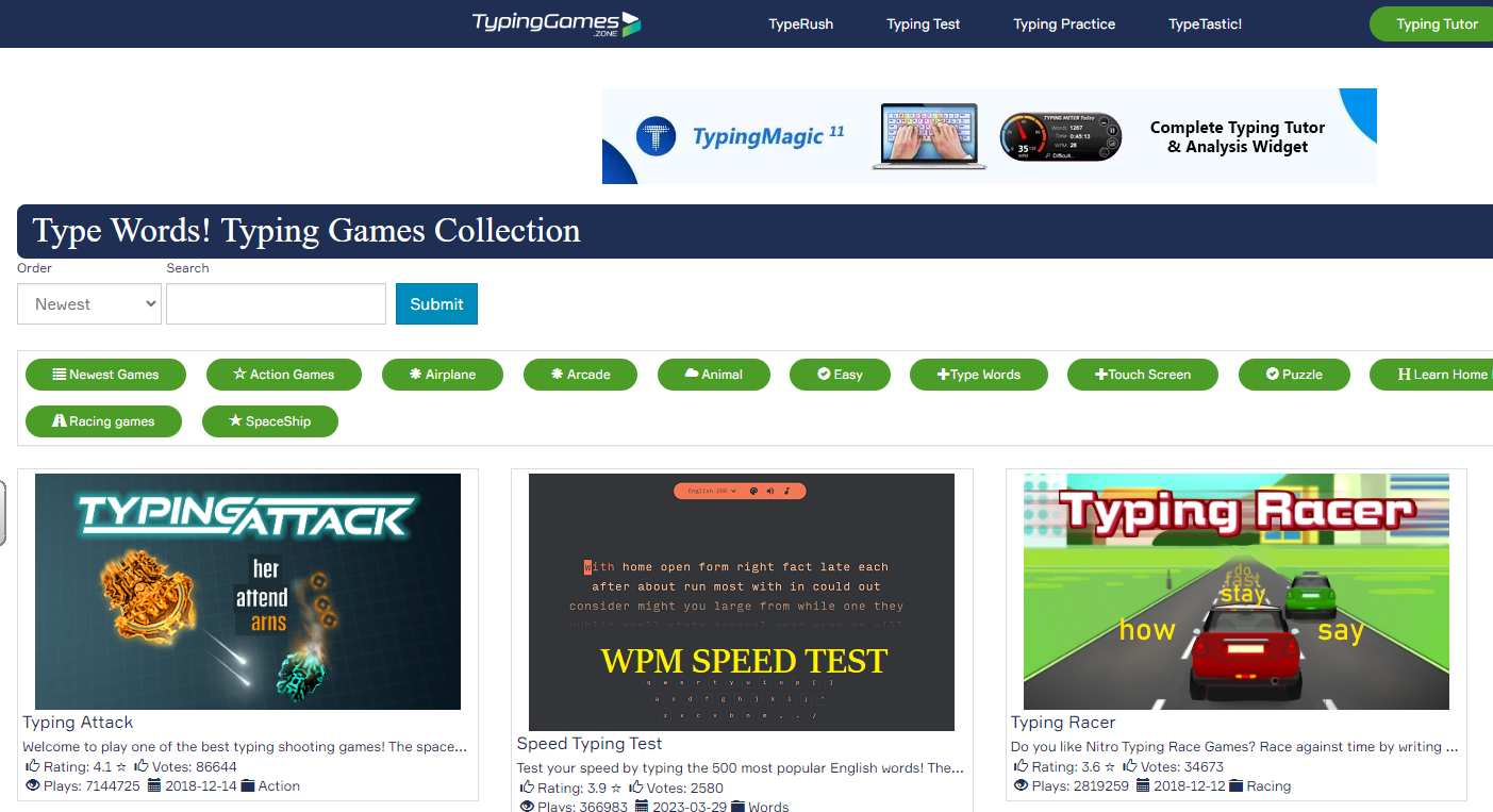 Typing games